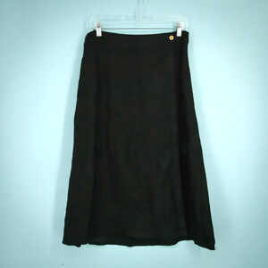 Reistor Size Medium M Black Overlap Faux Wrap Midi Length Pull On Hemp Skirt NEW